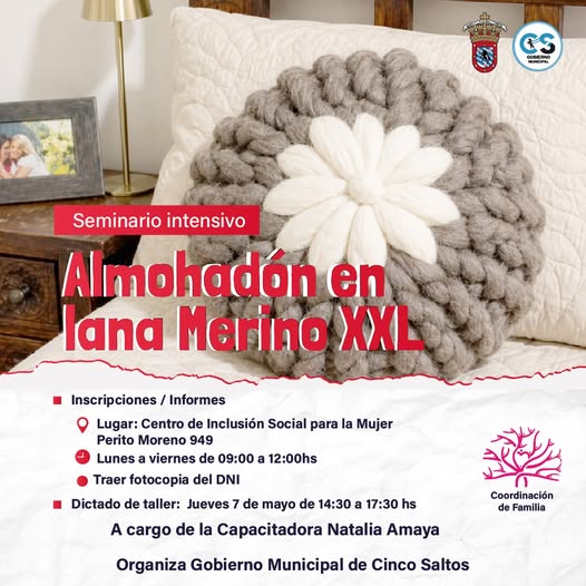 Inscripciones abiertas para el seminario intensivo de almohadón en lana Merino XXL